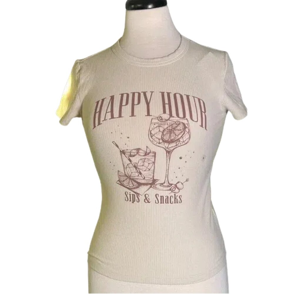 American Eagle Outfitters Cream Graphic Tee
